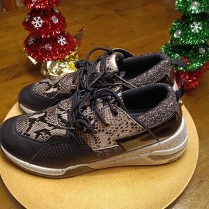 LUCKY STEP Women's High Heel Wedge Sneakers Fashion Cliff Platform Retro Lace Up